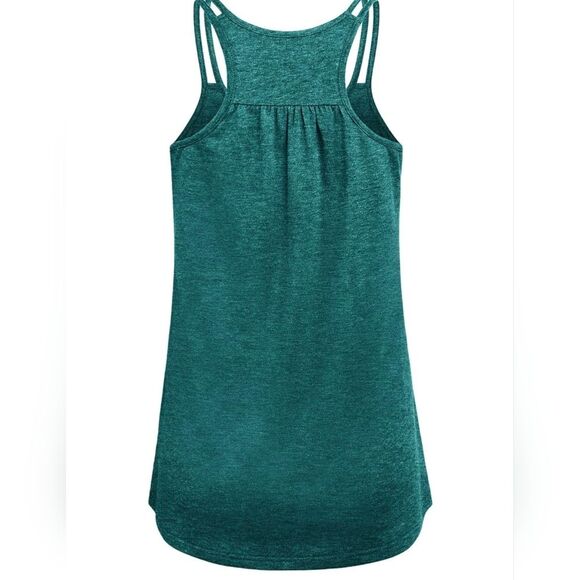 Women’s Green Tank Top, Size Small Criss Cross Back Crossback Tank Loose Fit - Picture 3 of 9